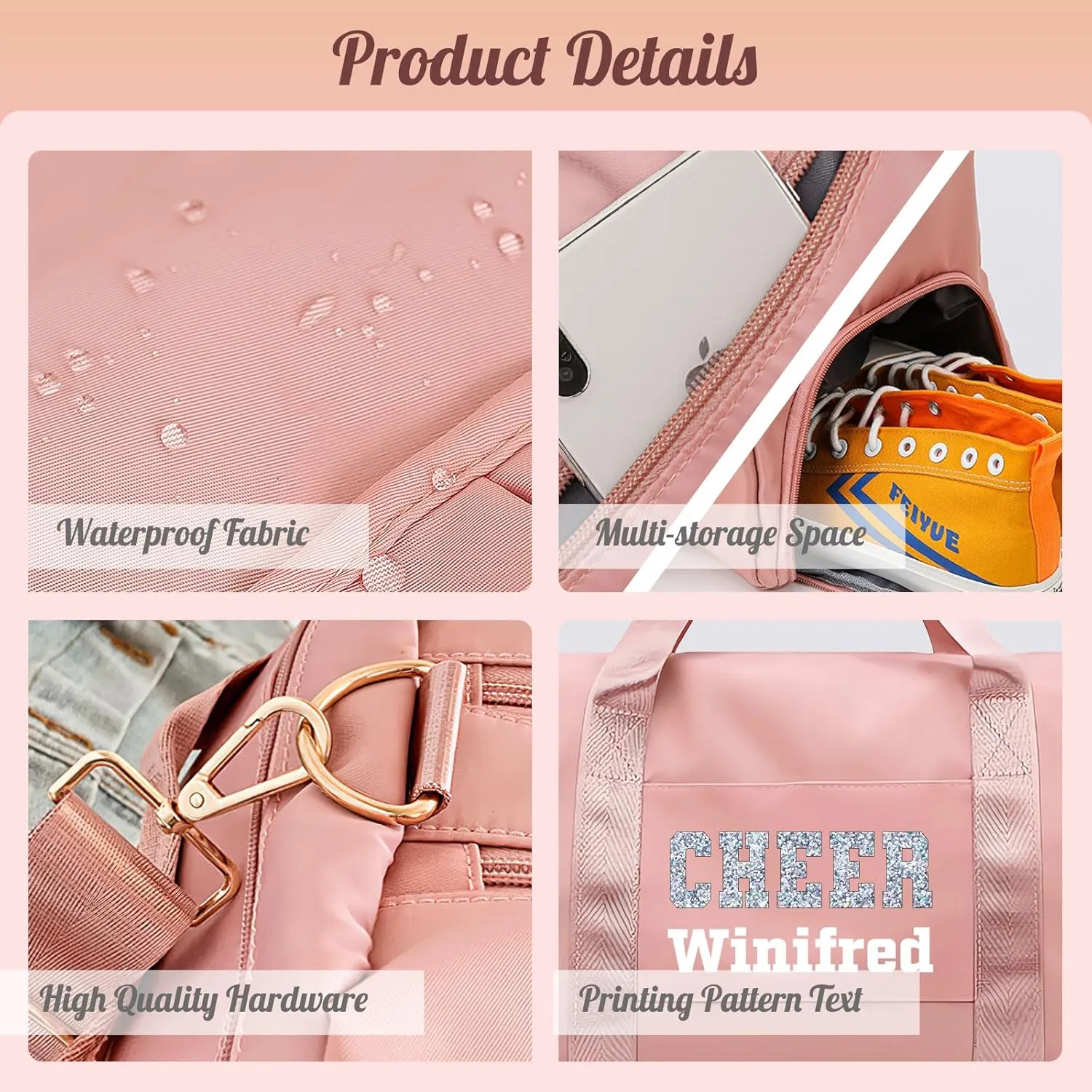 Personalized Duffel Bag Custom Dance Gym Bag Travel Bags Customized Embroidery Duffel Bags with Name Text for Women Men Girls, Black