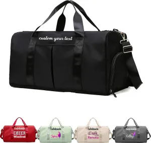Personalized Duffel Bag Custom Dance Gym Bag Travel Bags Customized Embroidery Duffel Bags with Name Text for Women Men Girls, Black