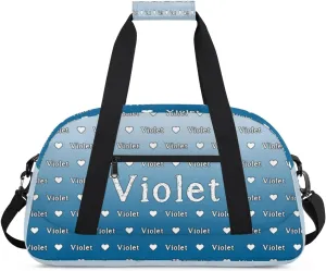 Personalized Duffel Bag Custom Sport Gym Travel Bags for Women Men, Customized Name Overnight Bags Weekender Bag, Blue Gradient