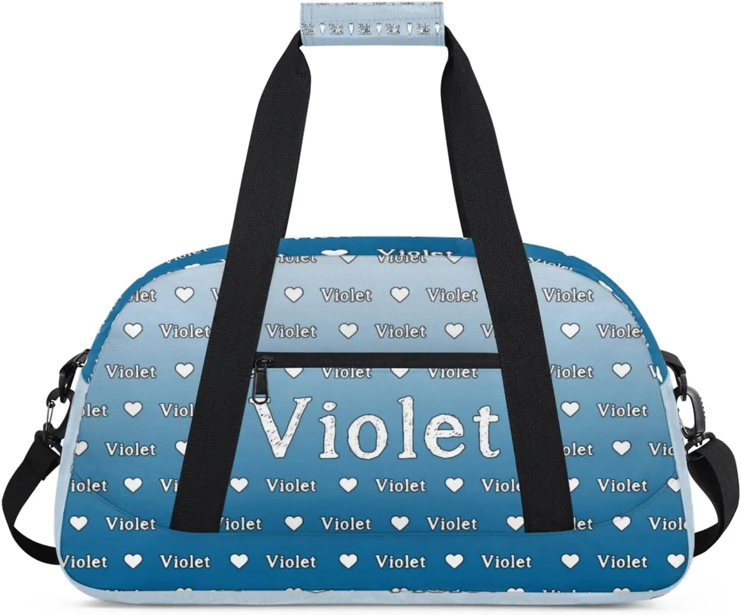 Personalized Duffel Bag Custom Sport Gym Travel Bags for Women Men, Customized Name Overnight Bags Weekender Bag, Blue Gradient