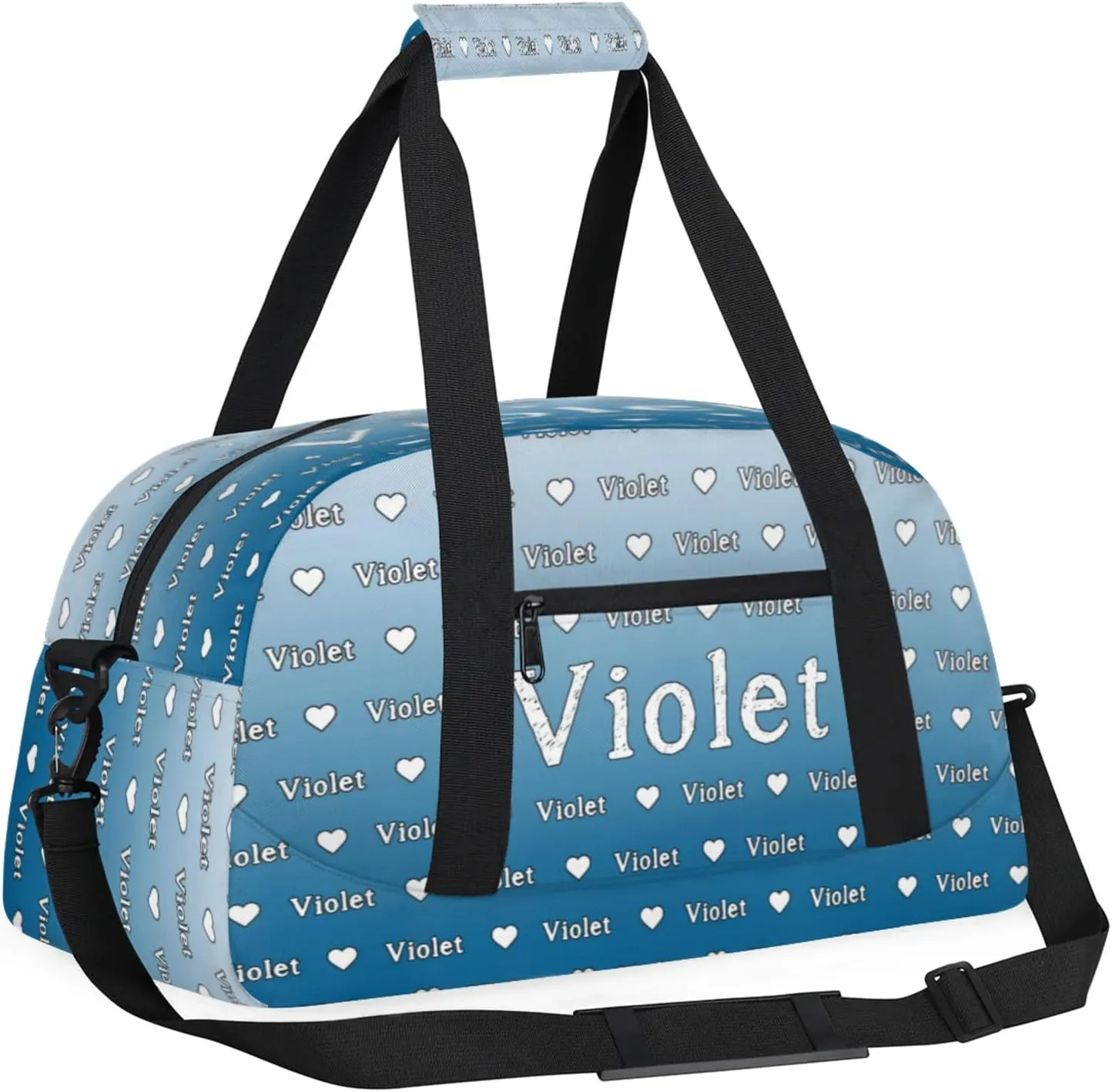 Personalized Duffel Bag Custom Sport Gym Travel Bags for Women Men, Customized Name Overnight Bags Weekender Bag, Blue Gradient