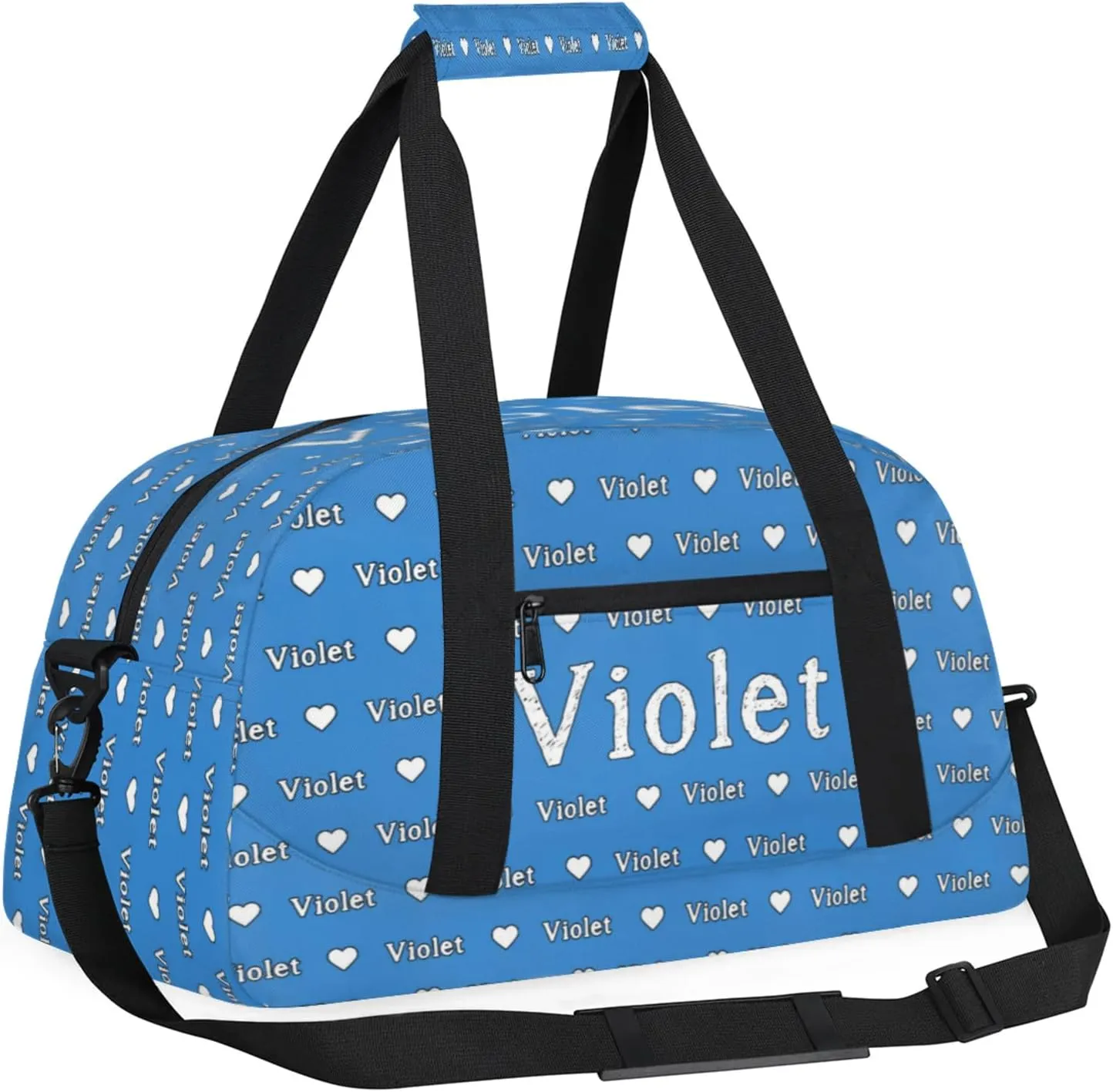 Personalized Duffel Bag Custom Sport Gym Travel Bags for Women Men, Customized Name Overnight Bags Weekender Bag, Blue