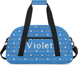 Personalized Duffel Bag Custom Sport Gym Travel Bags for Women Men, Customized Name Overnight Bags Weekender Bag, Blue