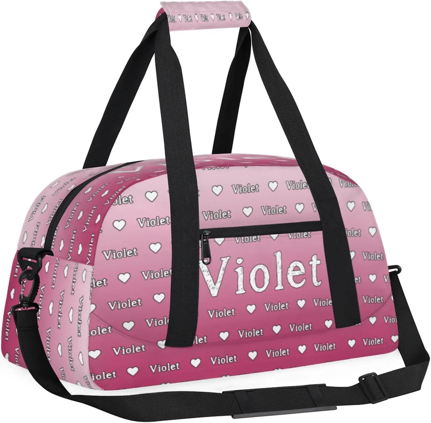 Personalized Duffel Bag Custom Sport Gym Travel Bags for Women Men, Customized Name Overnight Bags Weekender Bag, Dark Pink Gradient