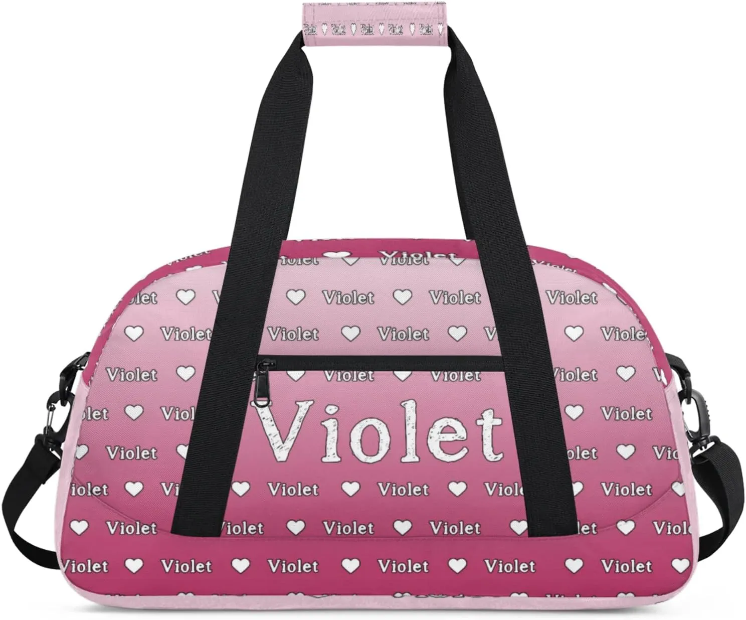 Personalized Duffel Bag Custom Sport Gym Travel Bags for Women Men, Customized Name Overnight Bags Weekender Bag, Dark Pink Gradient