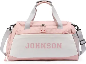 Personalized Duffel Bag with Name, Travel Duffel with Wet Pocket & Shoe Compartment, Sport Gym Bags for Women/Men, Overnight Bag for Traveling and Sports Enthusiasts (Style 2-Pink)