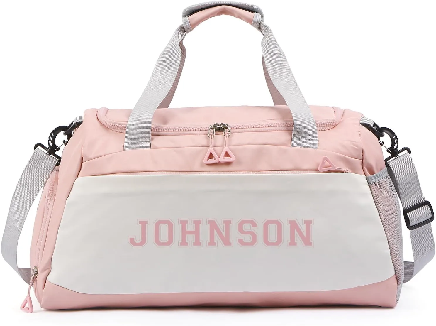 Personalized Duffel Bag with Name, Travel Duffel with Wet Pocket & Shoe Compartment, Sport Gym Bags for Women/Men, Overnight Bag for Traveling and Sports Enthusiasts (Style 2-Pink)