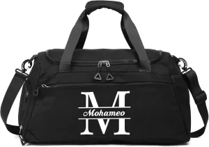 Personalized Duffel - Custom Travel Bag With Name - Initial Weekender Monogram Overnight Sport Gym Bags for Women (Black)