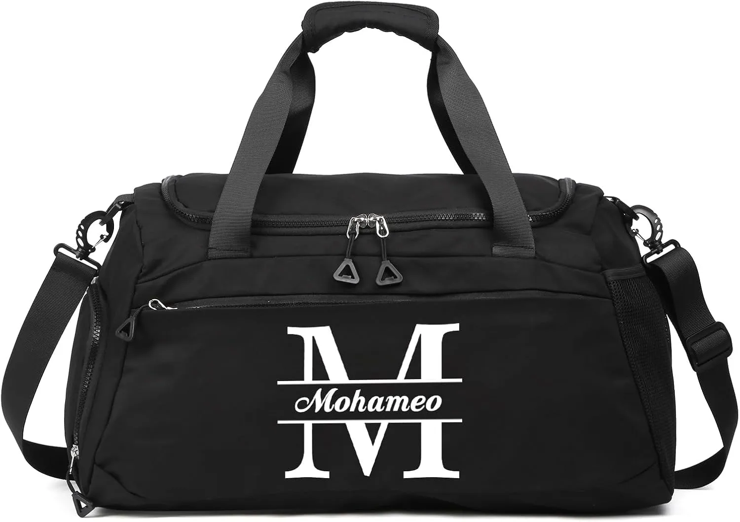 Personalized Duffel - Custom Travel Bag With Name - Initial Weekender Monogram Overnight Sport Gym Bags for Women (Black)