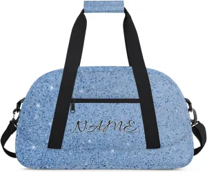 Personalized Duffle Bag, Custom Name Sport Gym Bag Weekender Overnight Bags Travel Duffel Bag, Blue Glitter