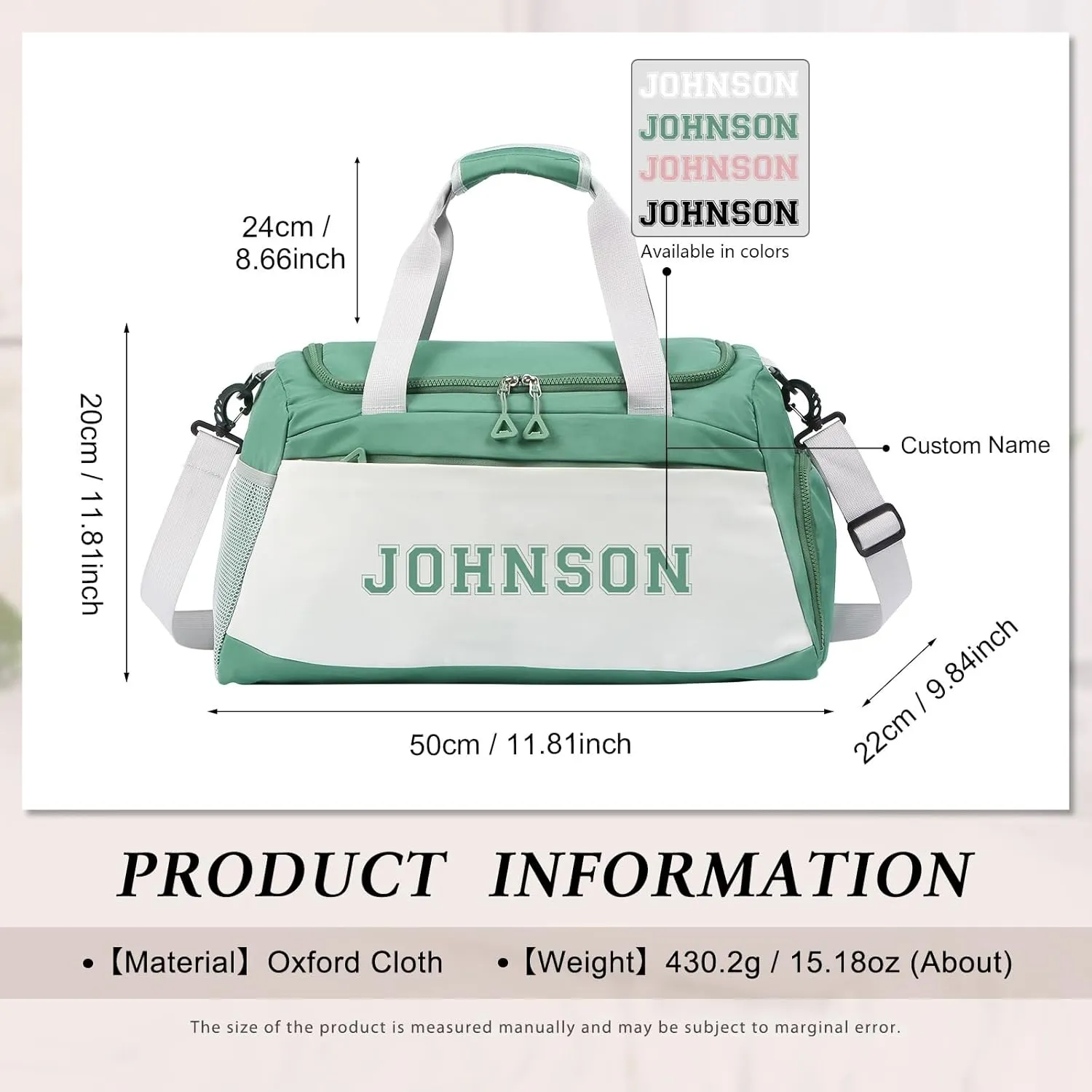 Personalized Duffle Bags for Women - Custom Name Sports Gym Bag with Wet Dry Pockets & Shoe Compartment, Travel Bags for Women Men