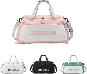 Personalized Duffle Bags for Women - Custom Name Sports Gym Bag with Wet Dry Pockets & Shoe Compartment, Travel Bags for Women Men