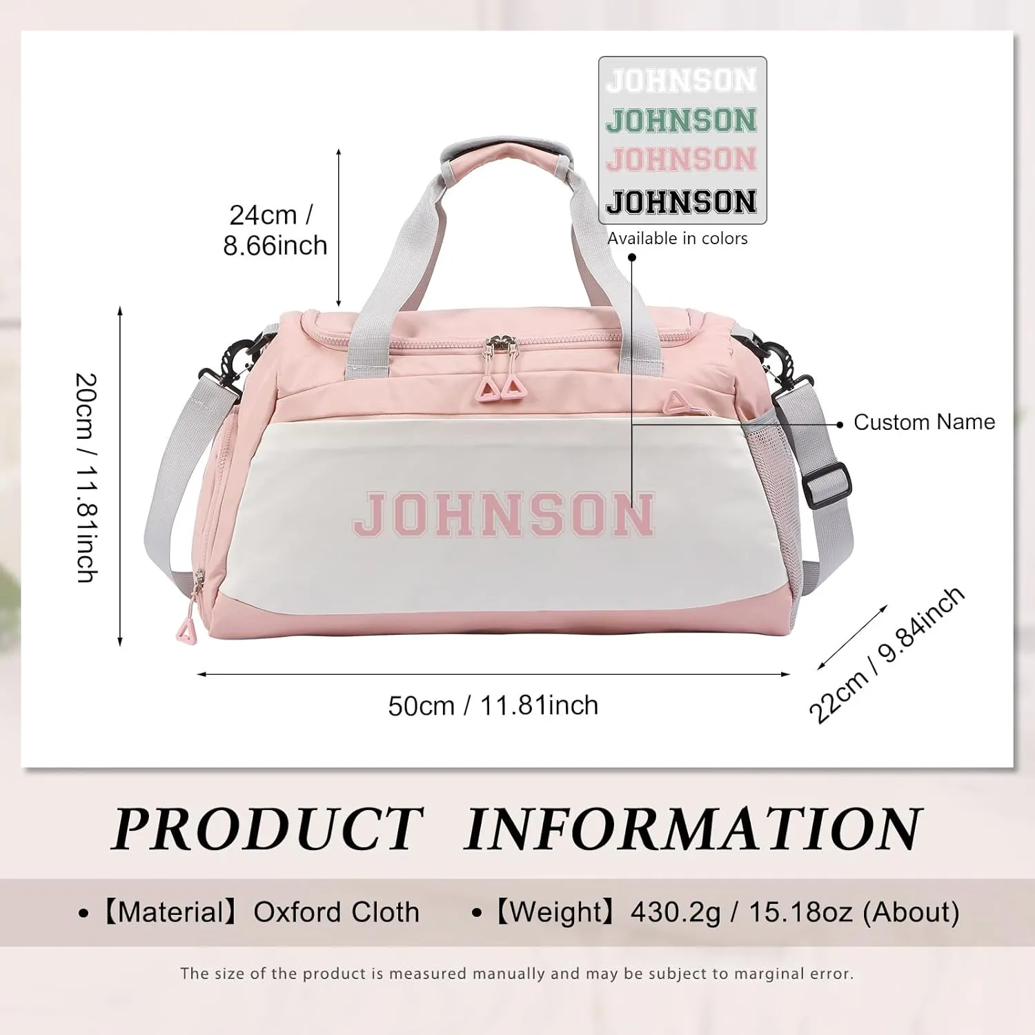 Personalized Duffle Bags for Women - Custom Name Sports Gym Bag with Wet Dry Pockets & Shoe Compartment, Travel Bags for Women Men