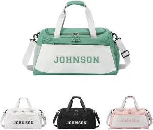 Personalized Duffle Bags for Women - Custom Name Sports Gym Bag with Wet Dry Pockets & Shoe Compartment, Travel Bags for Women Men