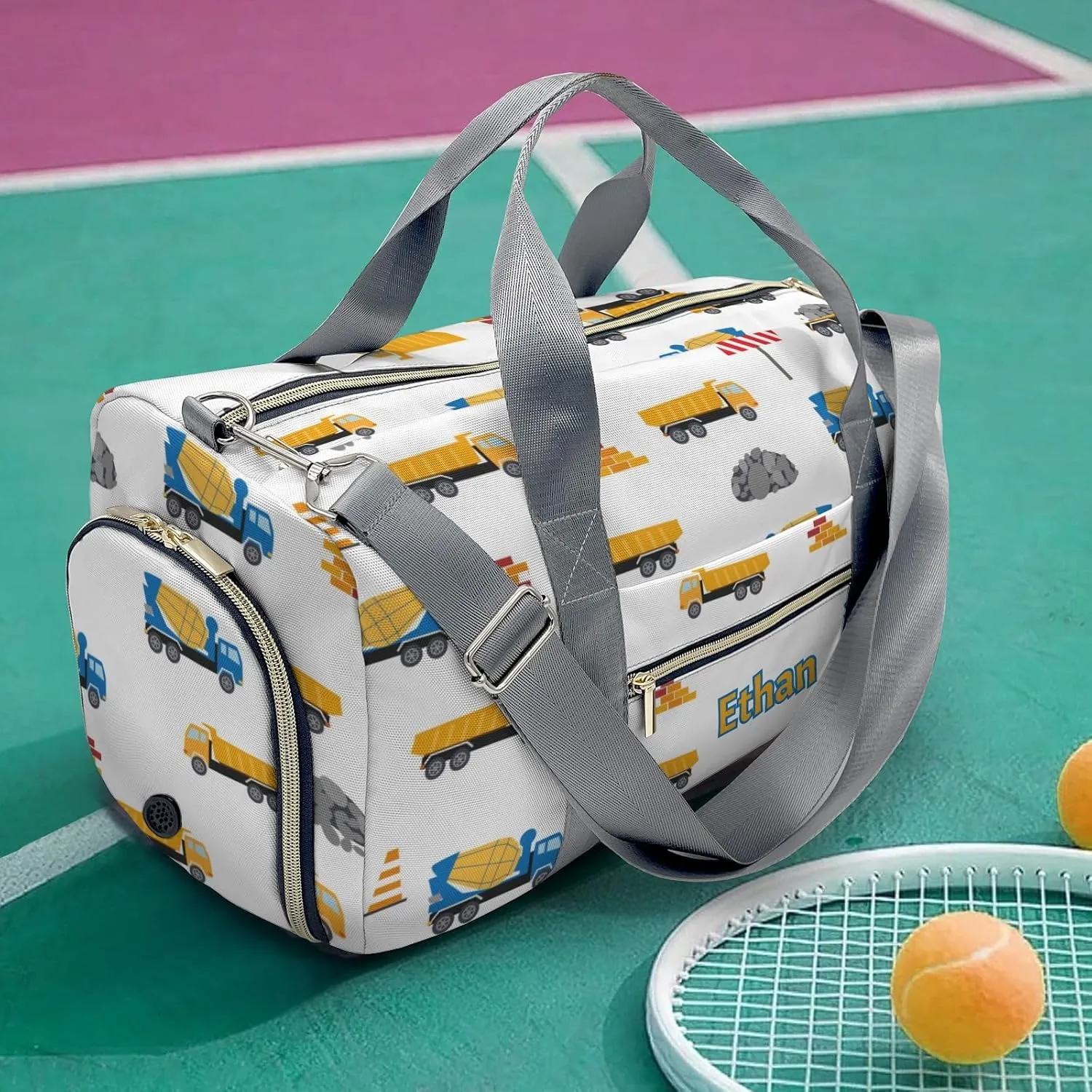 Personalized Gift Duffel Bag Cement truck forklift truck Essential Travel Bags for Runners and Outdoor Lover