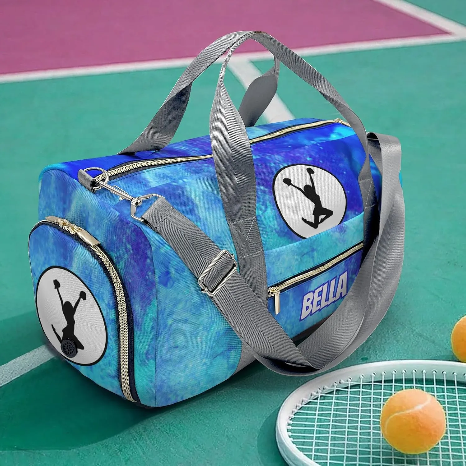 Personalized Gift Duffel Bag Cheerleader Watercolor Blue Travel in Style: Trendy Bags for Sport and Leisure