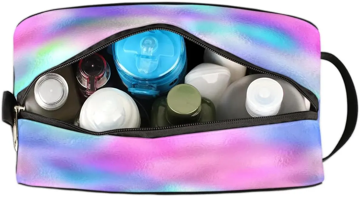 Personalized Gift Travel Makeup Bag for Women Girls, Cosmetic Bag Make Up Bag Organizer Toiletry Bag Christmas Birthday Mother's Day Gift Rainbow Glitter Drip