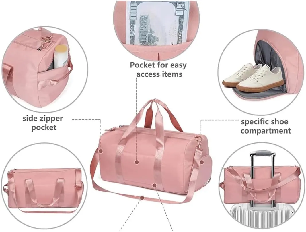 Personalized Gym Bag - Custom Duffle Bag for Men and Women (Pink with your logo)