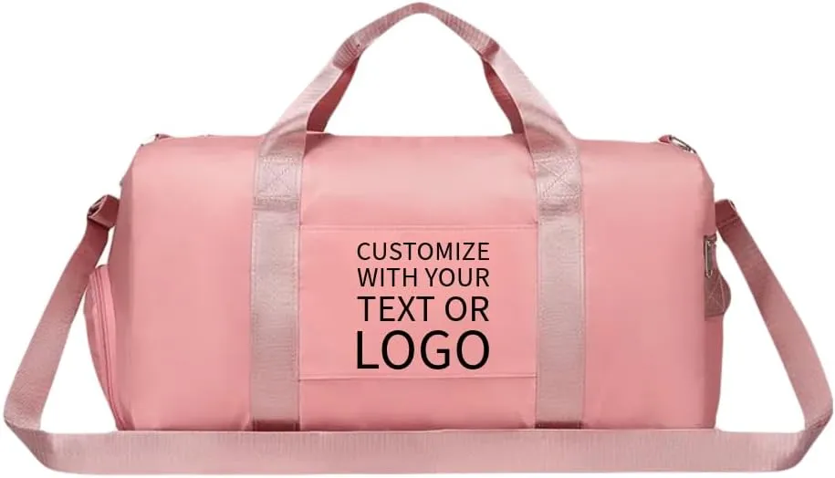 Personalized Gym Bag - Custom Duffle Bag for Men and Women (Pink with your logo)