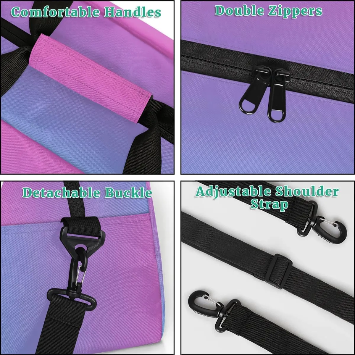 Personalized Gym Bag, Custom Initial Sport Duffel Bag, Dance Bag Carry On Weekender Bags Travel Duffel Bag for Women Men, Blue Purple