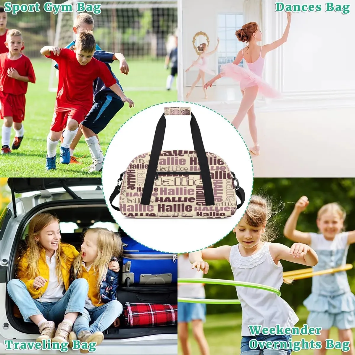Personalized Gym Bag Duffel Bag for Girls Boys, Custom Cheerleader Bag Overnight Bags for Gymnastics Travel Sport Dance Monogrammed Name