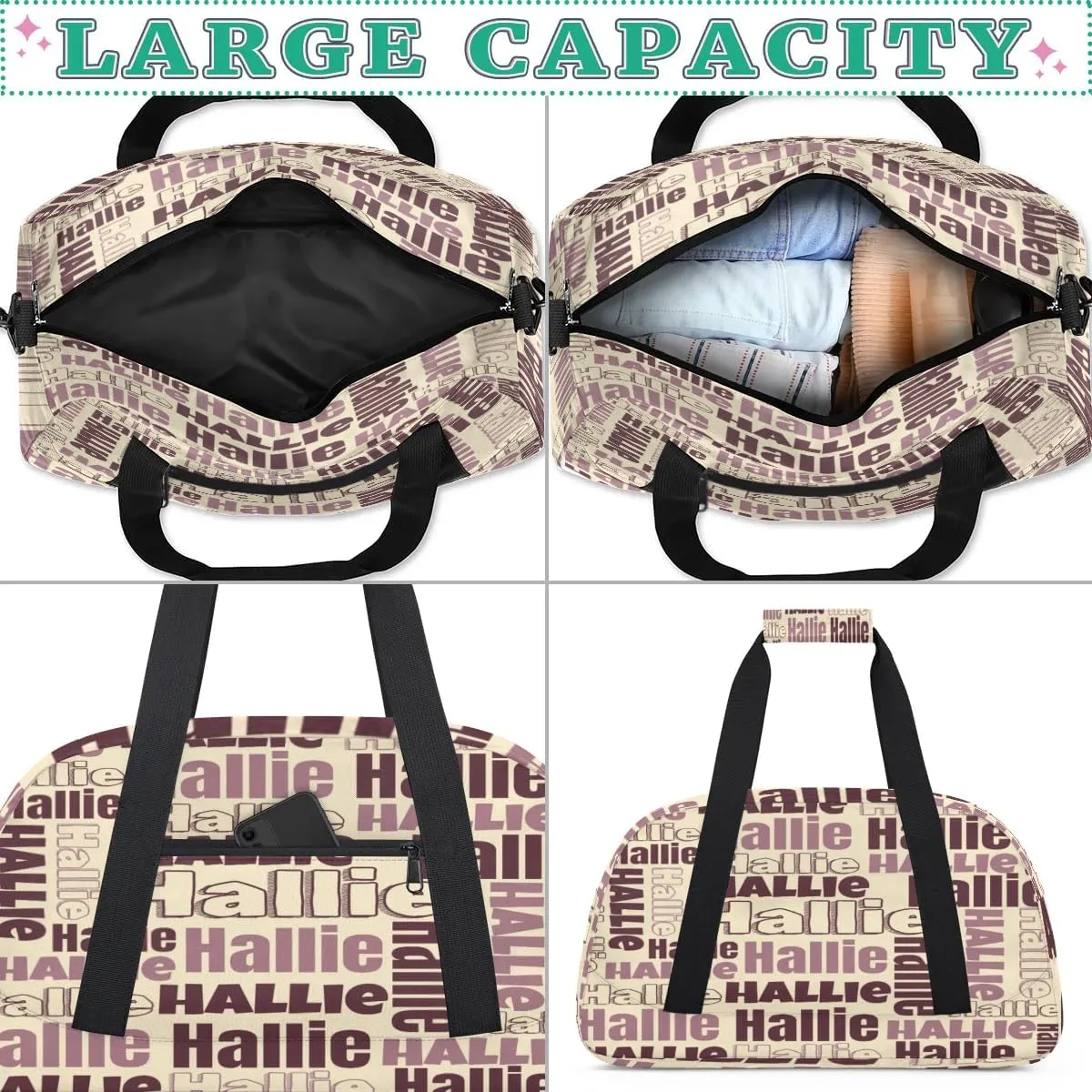 Personalized Gym Bag Duffel Bag for Girls Boys, Custom Cheerleader Bag Overnight Bags for Gymnastics Travel Sport Dance Monogrammed Name