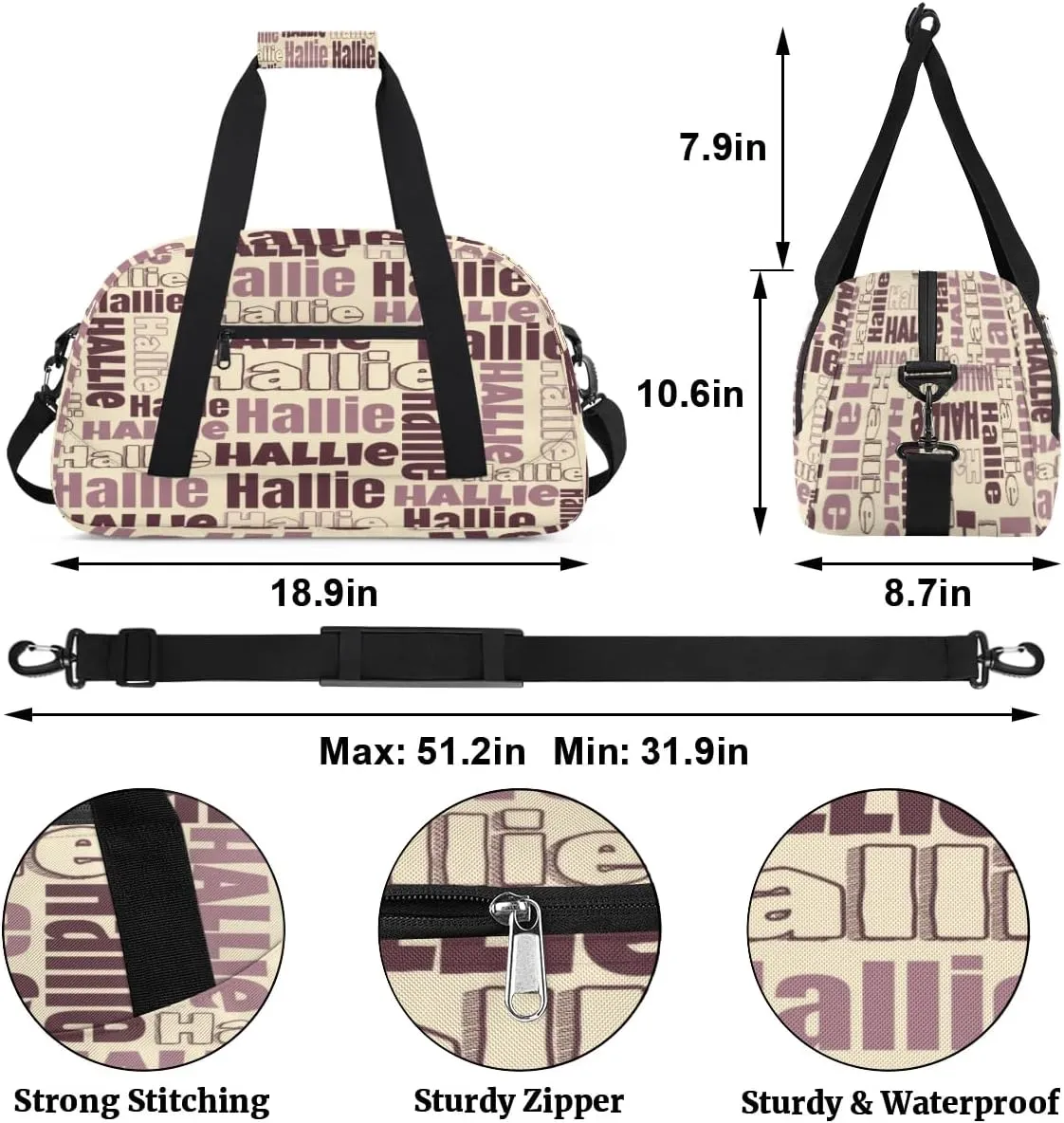 Personalized Gym Bag Duffel Bag for Girls Boys, Custom Cheerleader Bag Overnight Bags for Gymnastics Travel Sport Dance Monogrammed Name