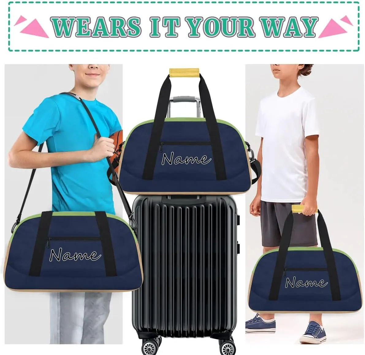 Personalized Gym Bag for Men Women, Custom Name Sports Travel Duffel Bag Gym Tote Bags Gymnastics Workout Carry On Weekender Duffel Bag