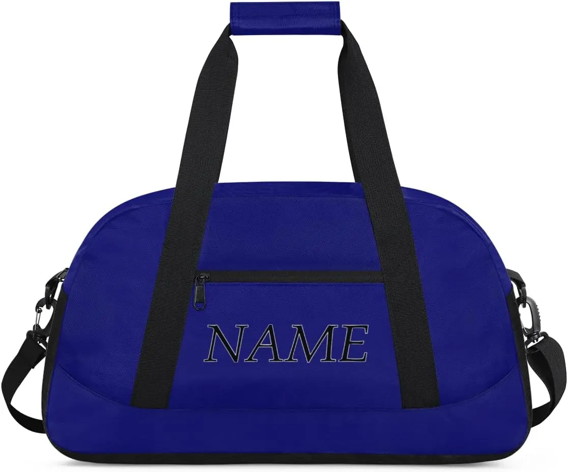 Personalized Gym Bag for Women Men, Custom Duffel Bag with Name, Small Sports Bag Travel Carry On Weekender Bags, Navy Blue