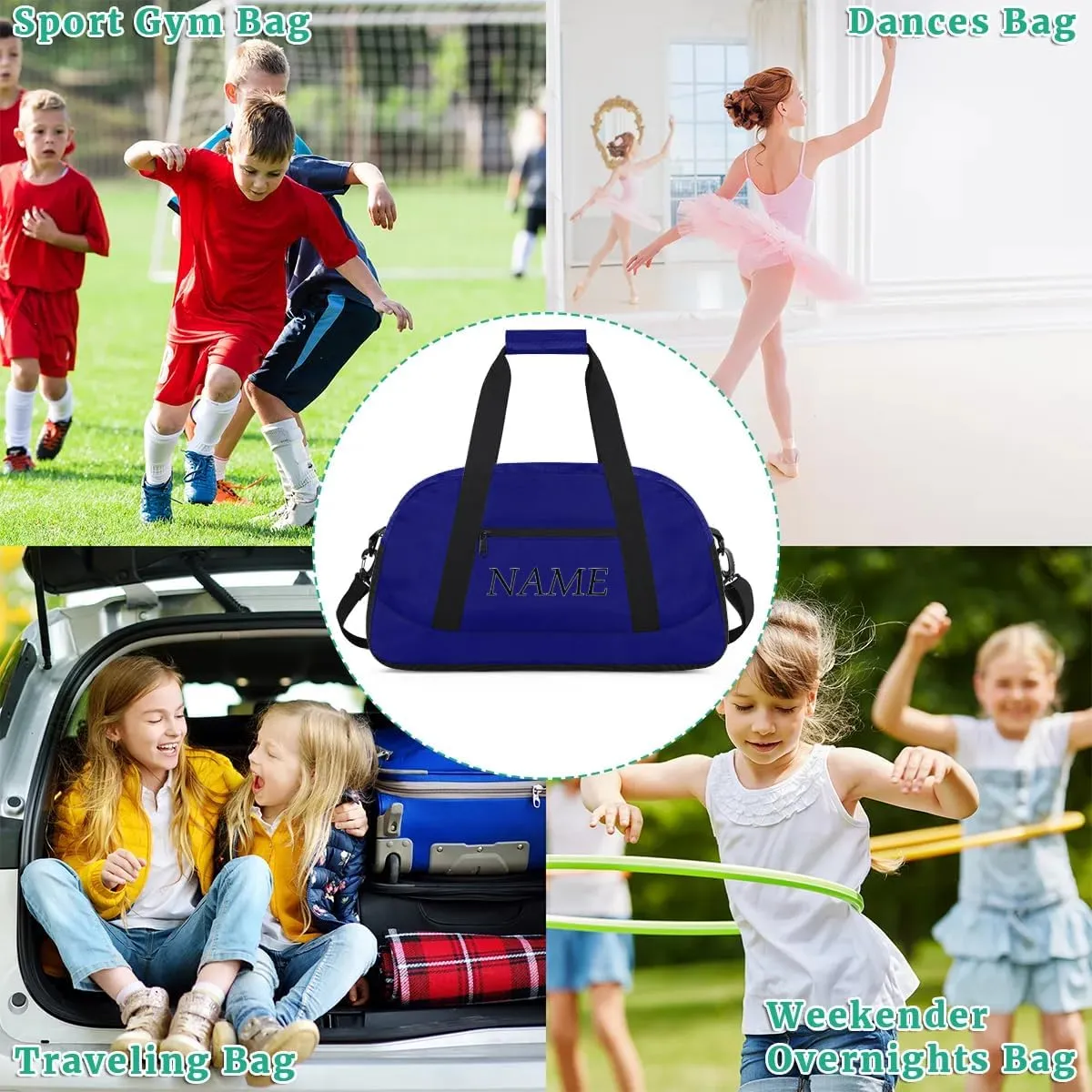 Personalized Gym Bag for Women Men, Custom Duffel Bag with Name, Small Sports Bag Travel Carry On Weekender Bags, Navy Blue