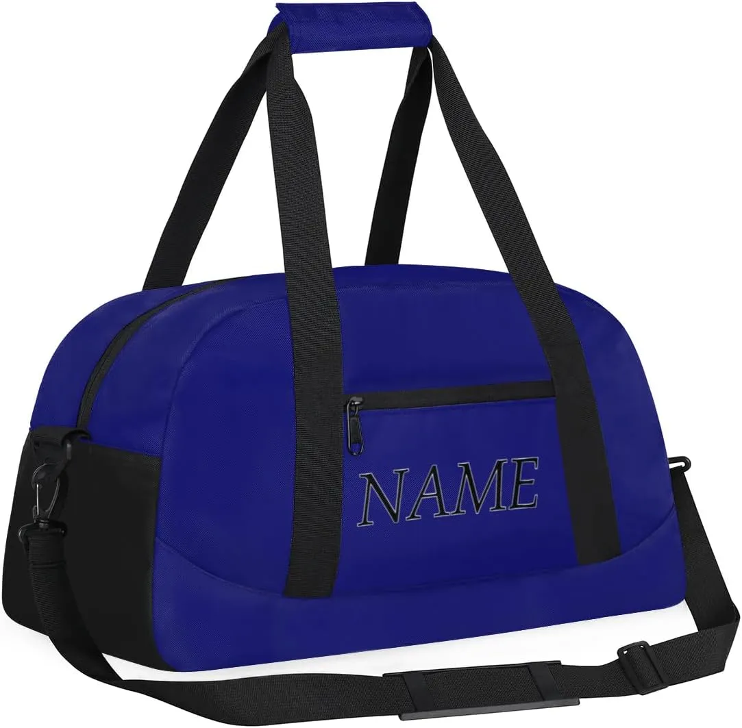 Personalized Gym Bag for Women Men, Custom Duffel Bag with Name, Small Sports Bag Travel Carry On Weekender Bags, Navy Blue