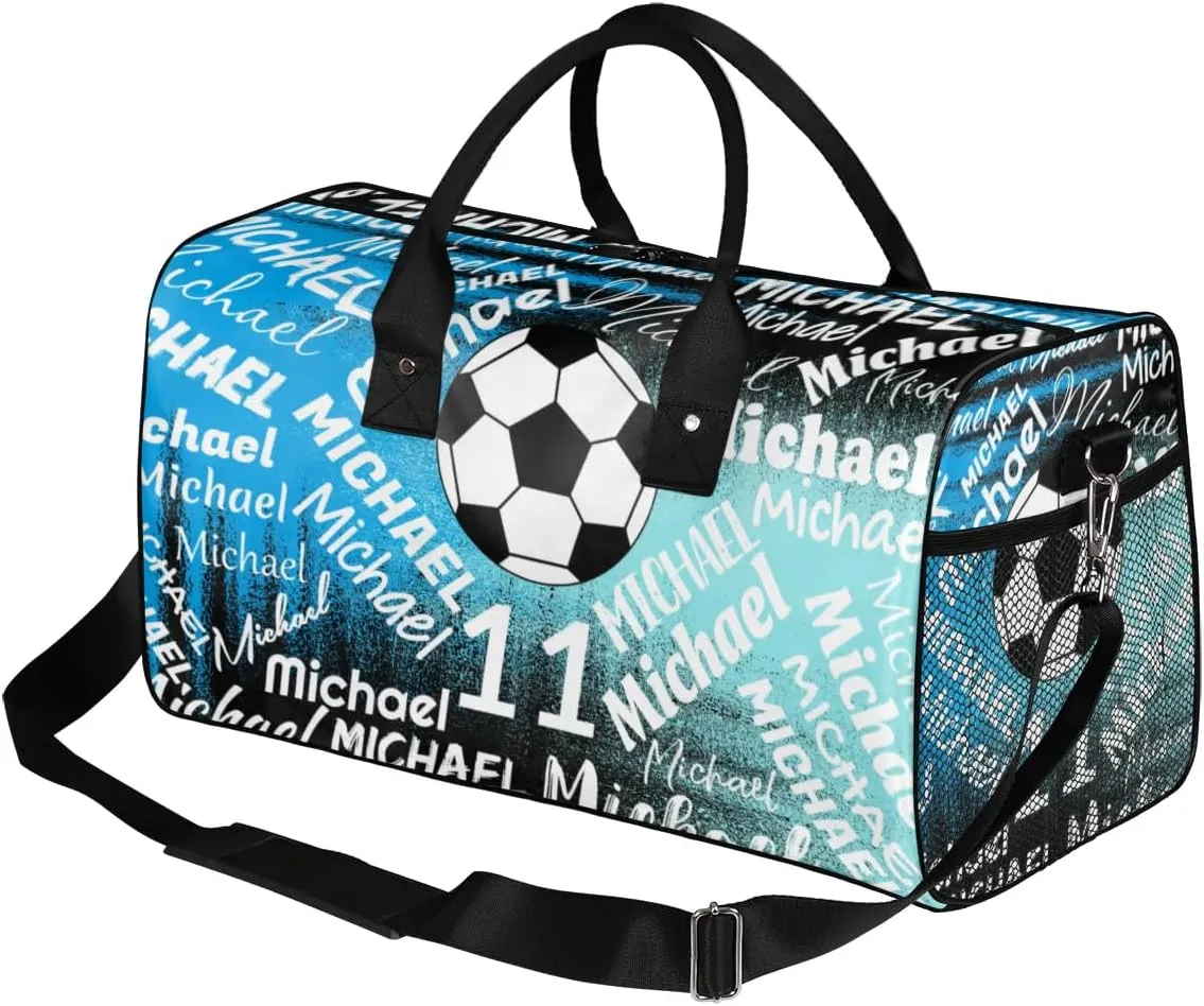 Personalized Gym Bag Sports Bag with Name, Custom Duffel Bag Travel Weekender Bags Carry on Bag, Blue
