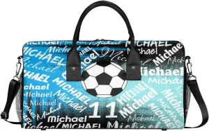 Personalized Gym Bag Sports Bag with Name, Custom Duffel Bag Travel Weekender Bags Carry on Bag, Blue