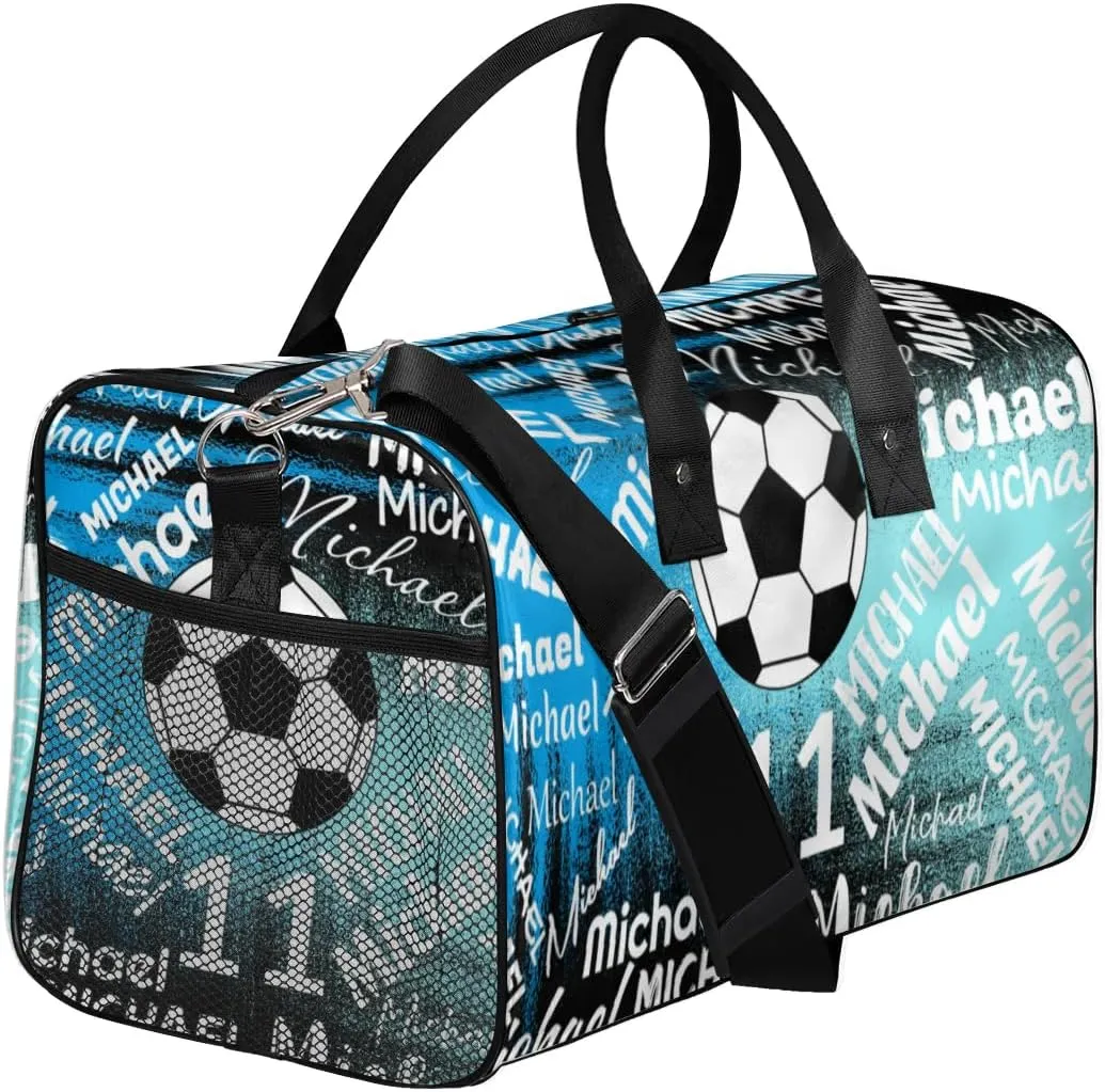 Personalized Gym Bag Sports Bag with Name, Custom Duffel Bag Travel Weekender Bags Carry on Bag, Blue