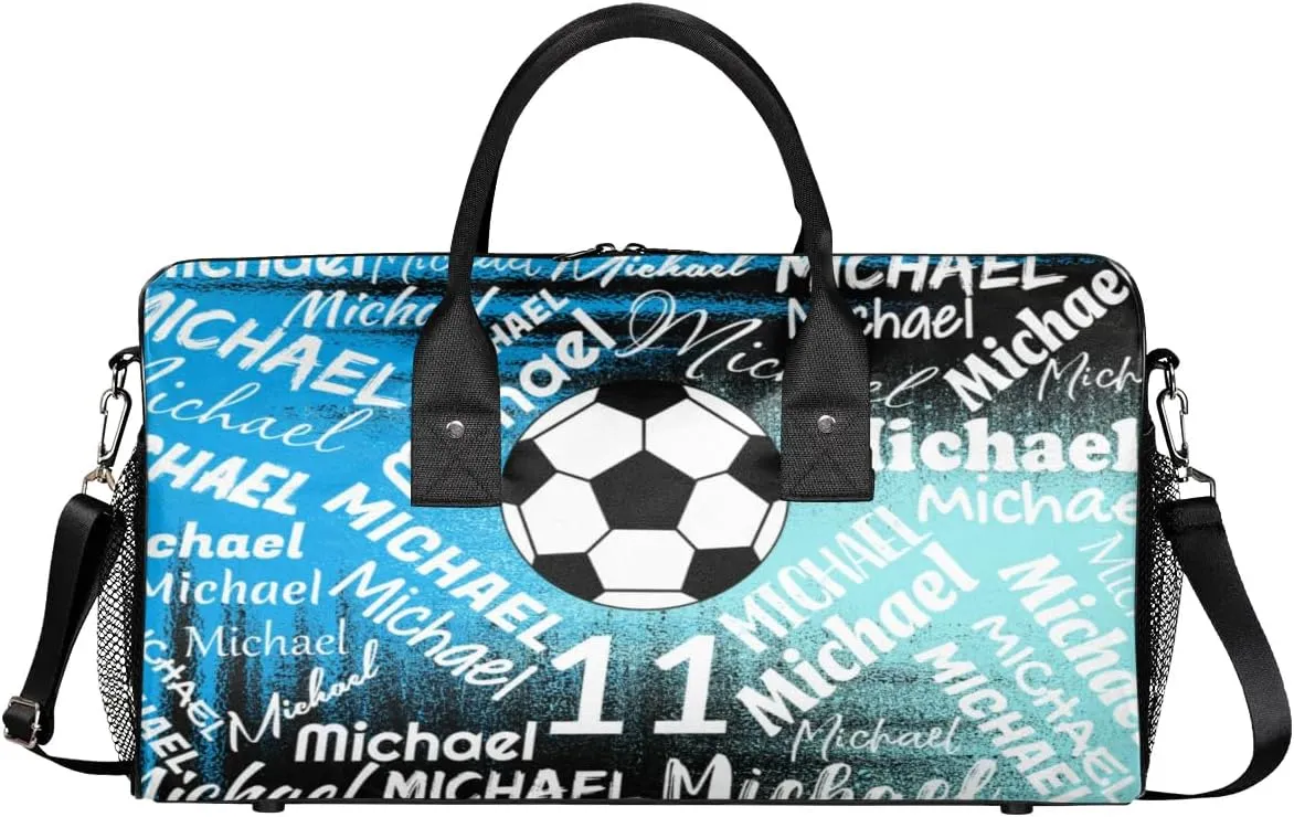 Personalized Gym Bag Sports Bag with Name, Custom Duffel Bag Travel Weekender Bags Carry on Bag, Blue