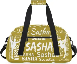 Personalized Gymnastics Bags, Custom Name Sport Duffel Bag Cheer Gymnastics Bags, Custom Gymnastics Silhouette Travel Overnight Weekender Bags, Brown Bag