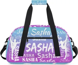 Personalized Gymnastics Bags Name, Custom Dance Duffel Bag Cheer Bags, Custom Sport Duffel Gym Bag Travel Weekender Bags Blue Purple Gradient