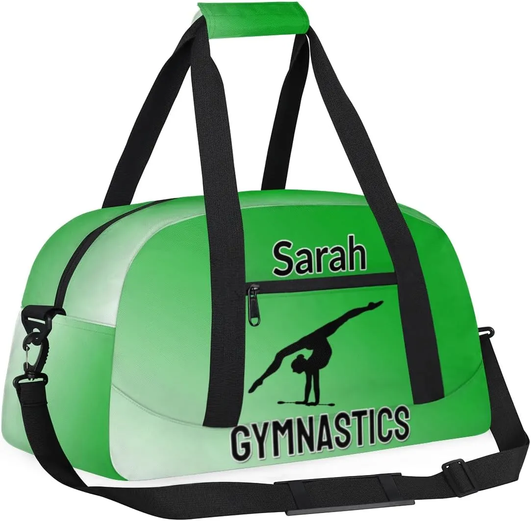 Personalized Gymnastics Dance Bag Gym Bag, Custom Sports Duffel Bags Weekender Bags Travel Duffel Bag Custom Neme Gymnastics Ballet Bag, Grass Green Gradient