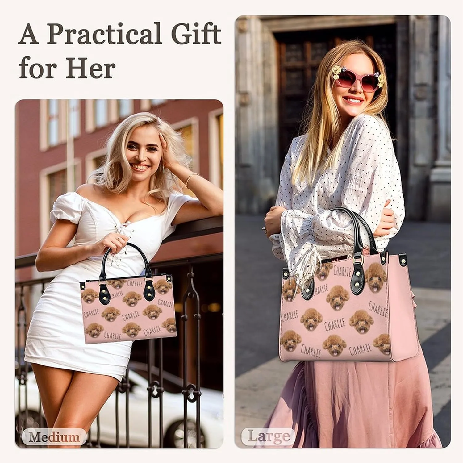 Personalized Handbag Gifts for Her - PU Leather Bags - Custom Women Tote Bag for Mother’s Day, Birthday, Wedding