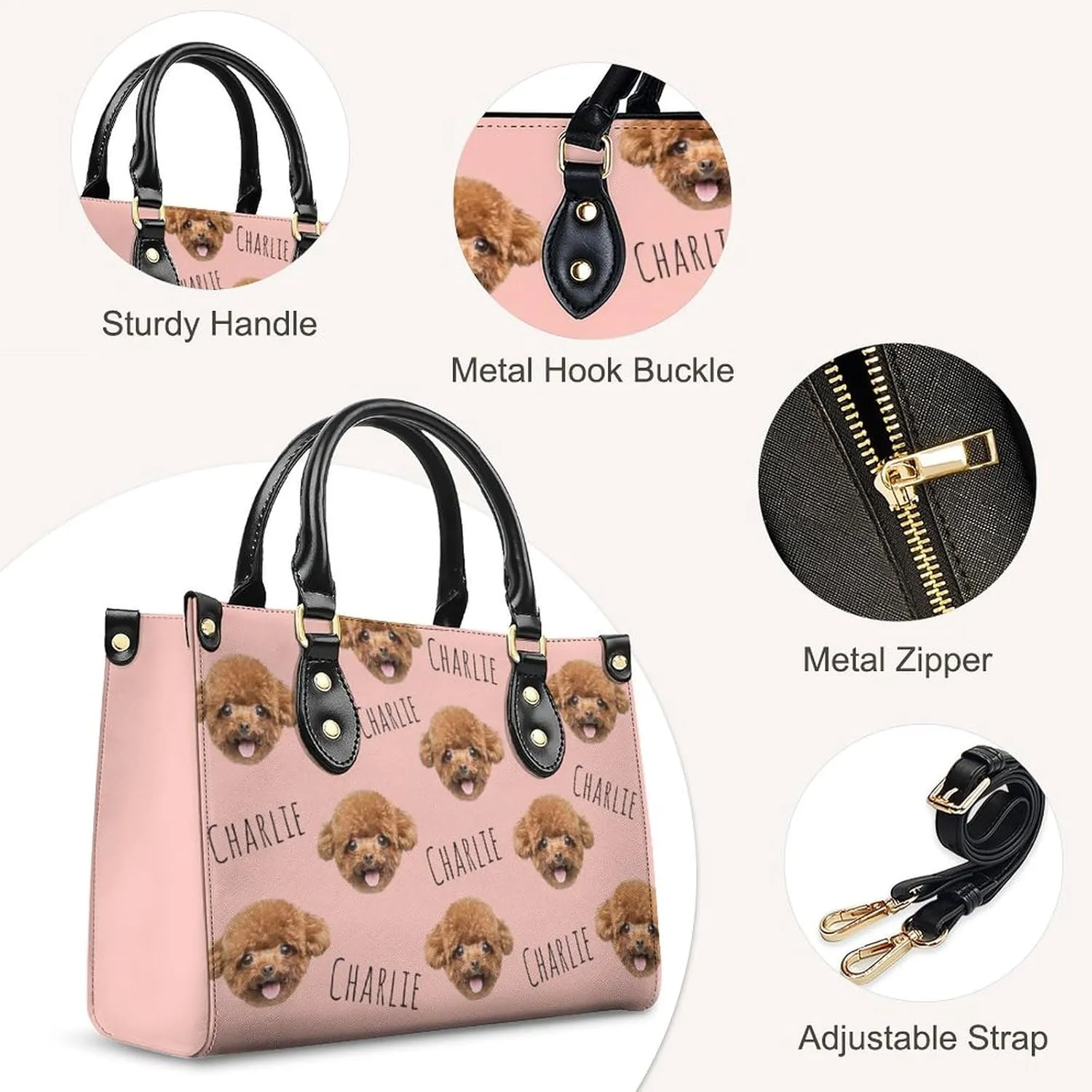 Personalized Handbag Gifts for Her - PU Leather Bags - Custom Women Tote Bag for Mother’s Day, Birthday, Wedding