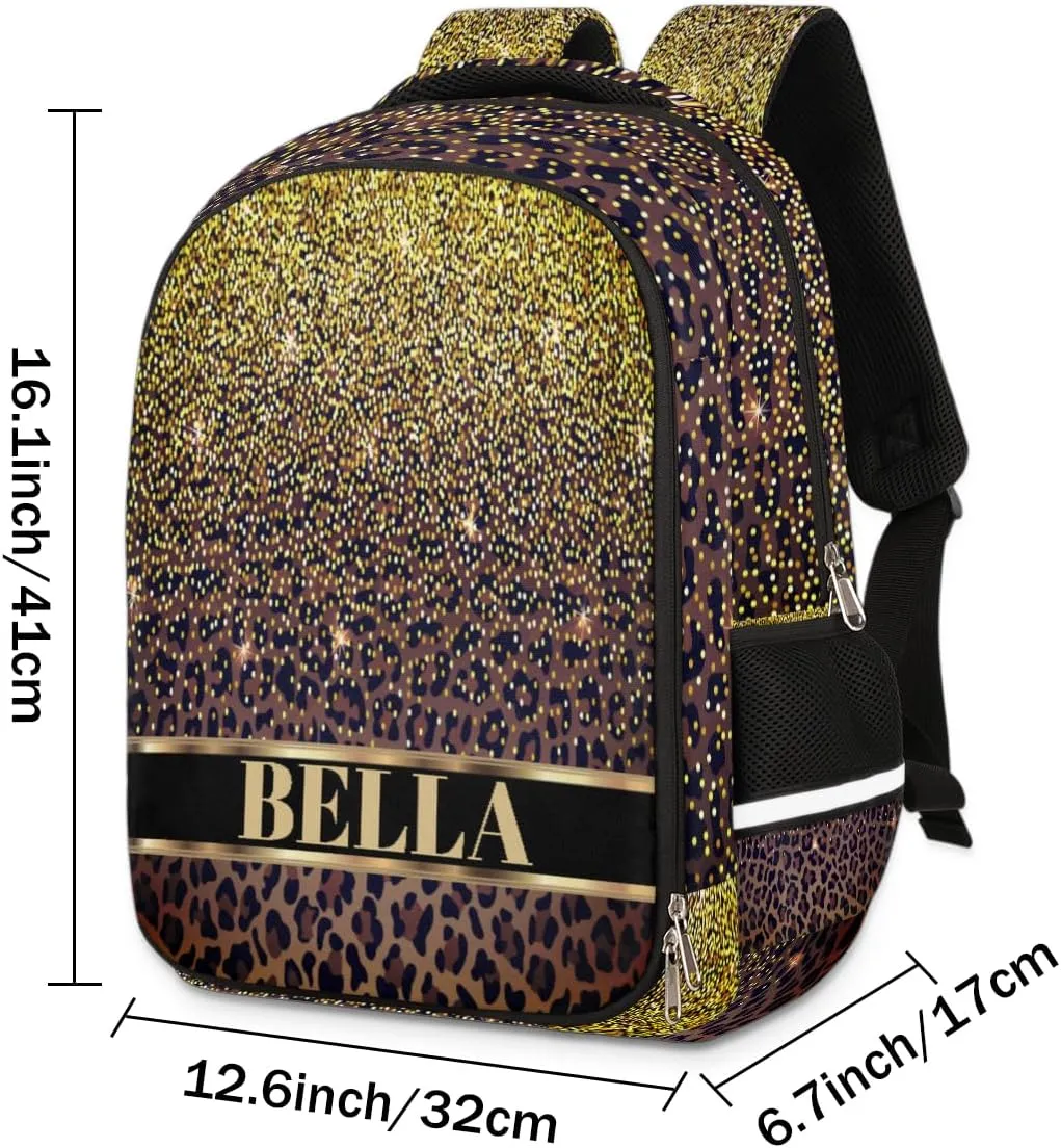 Personalized Kids Backpack Custom Backpack Schoolbag Children Bookbag for Boys & Girls Leopard Pattern Brown