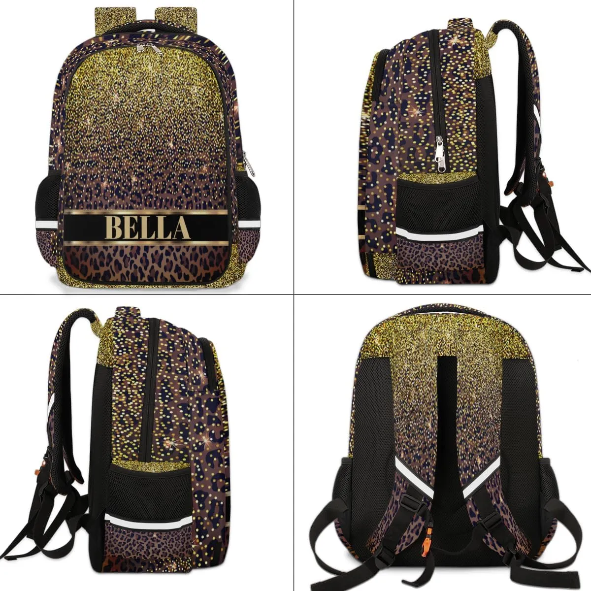 Personalized Kids Backpack Custom Backpack Schoolbag Children Bookbag for Boys & Girls Leopard Pattern Brown