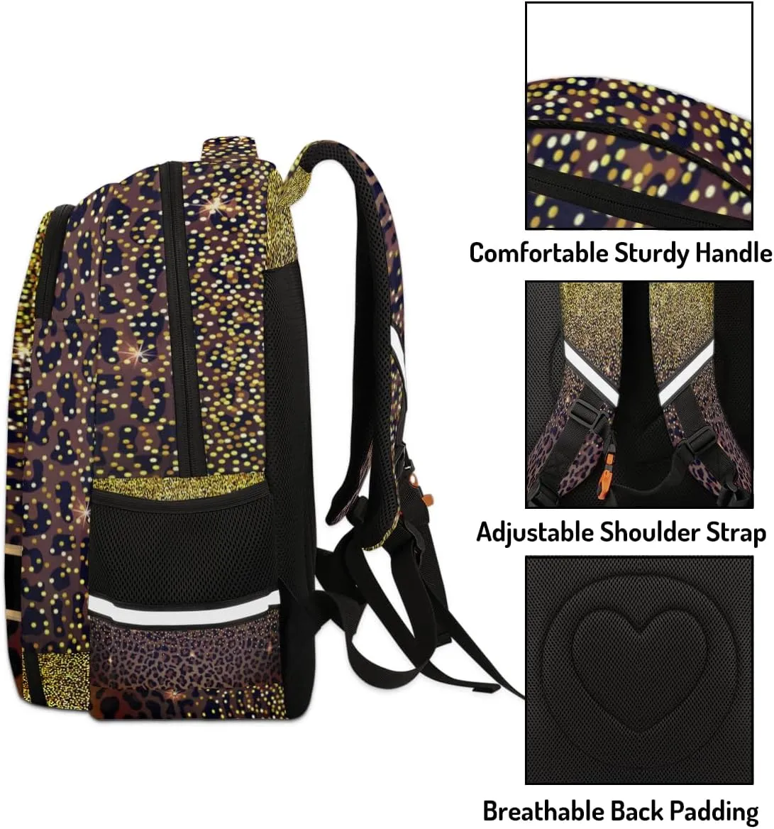 Personalized Kids Backpack Custom Backpack Schoolbag Children Bookbag for Boys & Girls Leopard Pattern Brown