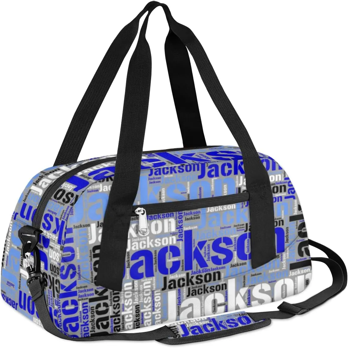 Personalized Kids Duffel Bag, Custom Sport Gym Bag, Dance Bag Weekender Carry On Bags Travel Duffel Bag for Boy & Girl Blue Black