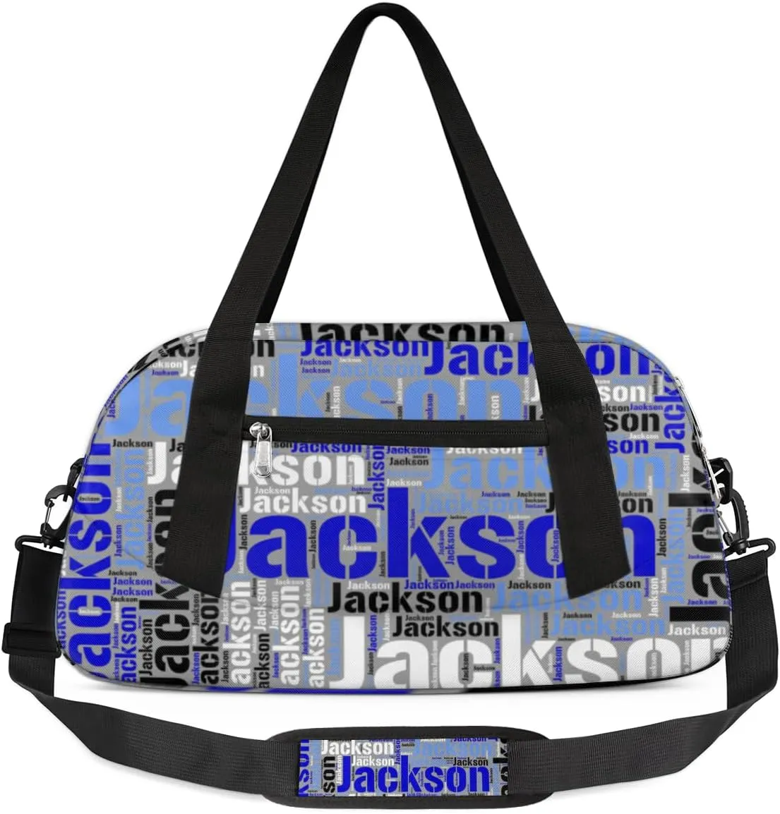 Personalized Kids Duffel Bag, Custom Sport Gym Bag, Dance Bag Weekender Carry On Bags Travel Duffel Bag for Boy & Girl Blue Black