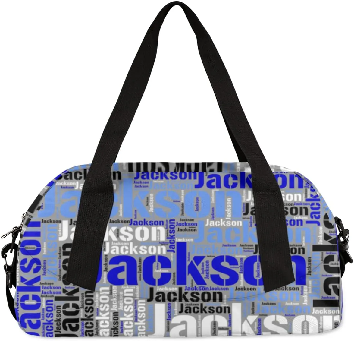 Personalized Kids Duffel Bag, Custom Sport Gym Bag, Dance Bag Weekender Carry On Bags Travel Duffel Bag for Boy & Girl Blue Black