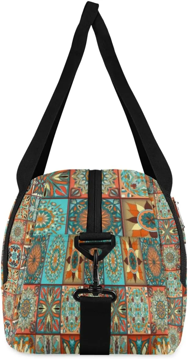 Personalized Kids Duffel Bag Mexican Talavera Flower,Custom Sport Gym Bag for Boys Girls,WWeekender Overnight Bags Travel Duffel Bag,Customized Kids Gift