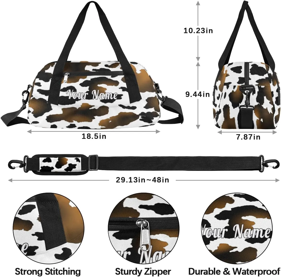 Personalized Kids Duffel Bag Zebra Print,Custom Sport Gym Bag for Boys Girls,WWeekender Overnight Bags Travel Duffel Bag,Customized Kids Gift