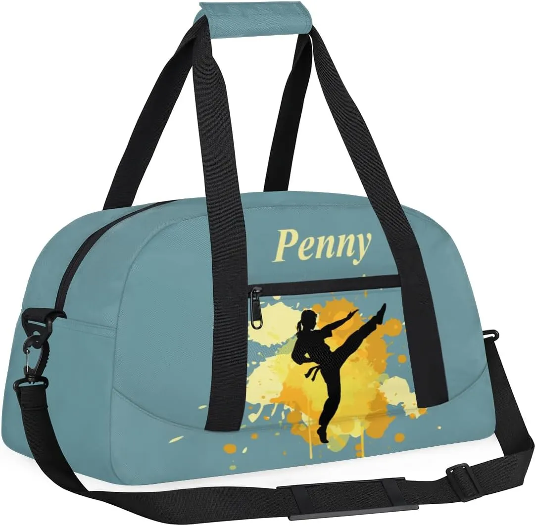 Personalized Kids Duffel Bag,Custom Sport Gym Bag for Boys Girls,Weekender Overnight Bags Travel Duffel Bag,Customized Kids Gift Martial Arts
