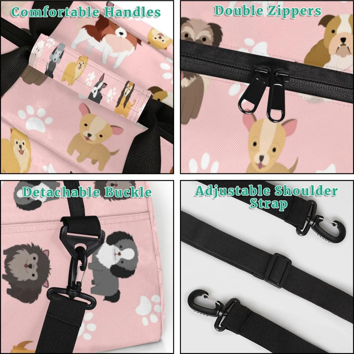 Personalized Kids Gym Bag for Boys, Personalized Custom Sports Gym Bag, Customized Kids Duffel Bags Dance Bag Weekender Overnight Bag Travel Duffel Bag, Size L, Cute Dog Puppy Set Paw Print
